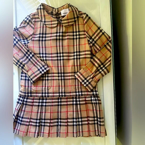 Burberry Kids Plaid Dress - Beige and Black - Picture 3 of 6